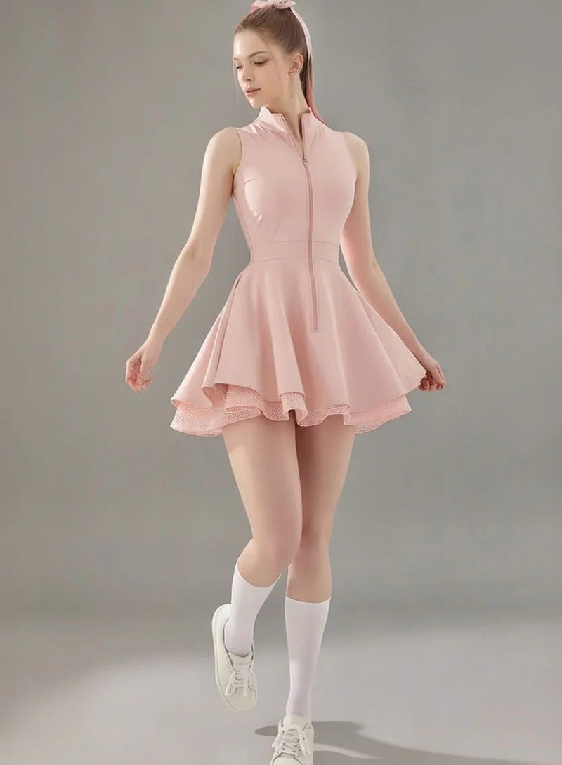 SVL Padel & Tennis Dress with Built-in Shorts - Light Pink - SVL - Image 3